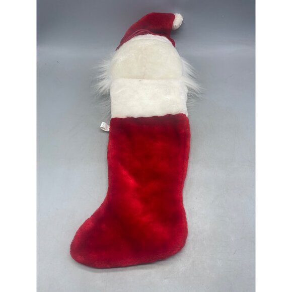 Christmas Santa Claus Stocking 3D Plush face red white 23" soft READ - Picture 7 of 9